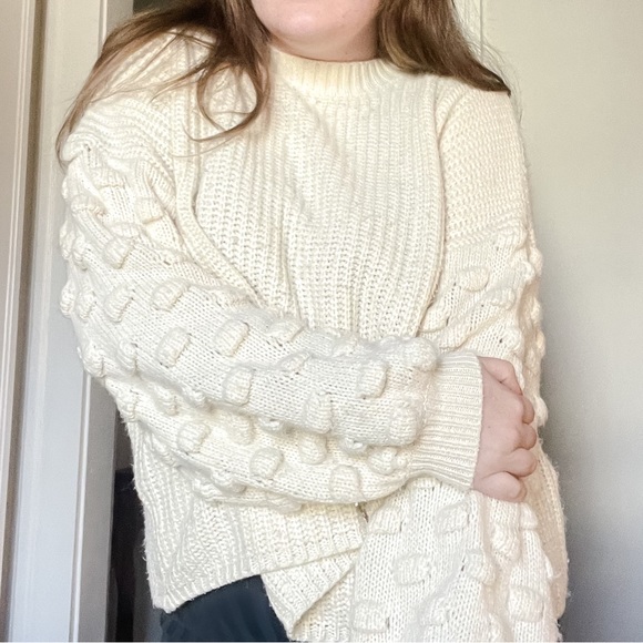 &merci Sweaters Light Cream Sweater With Bubble Sleeves Poshmark